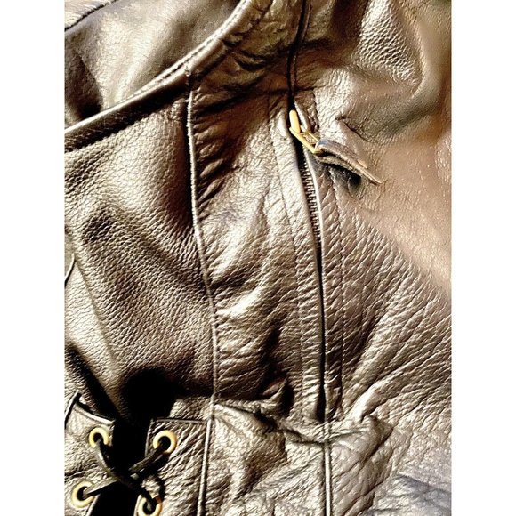 Bikers Dream Apparel Thinsulate Black Leather Biker Jacket Sz 42 Unisex Worn 2x - Picture 4 of 9